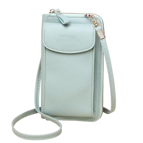 YXINAER Handytasche Umhängetasche for Frauen Pu Leder Clip Weibliche kleine Umhängetaschen Damen Messenger Geldbörse Handtasche Handy Umhängetasche(Light green) von YXINAER