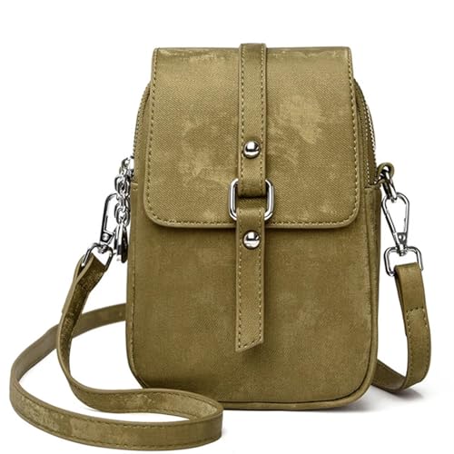 YXINAER Kleine Handytasche, Schulter- und Umhängetasche for Damen, weiche Ledergeldbörsen, Handtaschen Handy Umhängetasche(Green) von YXINAER