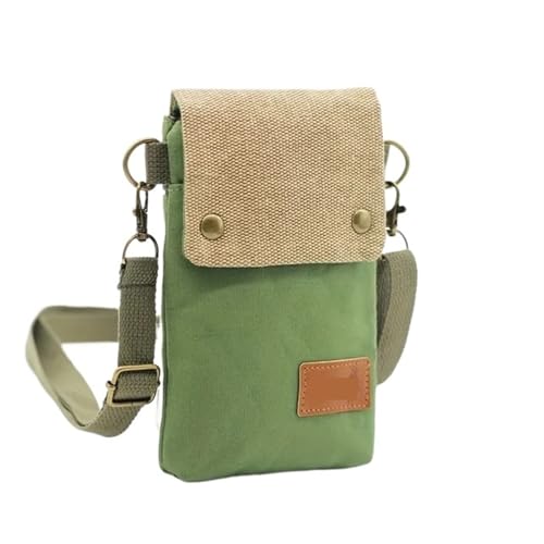 YXINAER Mini Stoff Umhängetasche Handy Tasche Vintage Schulter Geldbörse for Frauen Kleine Alle-spiel Handy Umhängetasche(Green) von YXINAER