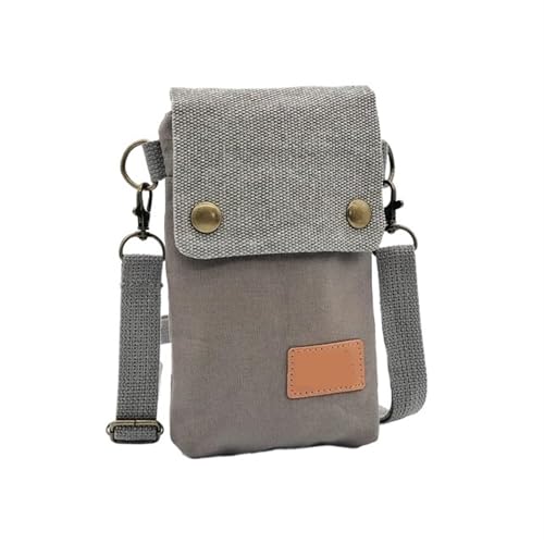YXINAER Mini Stoff Umhängetasche Handy Tasche Vintage Schulter Geldbörse for Frauen Kleine Alle-spiel Handy Umhängetasche(Grey) von YXINAER