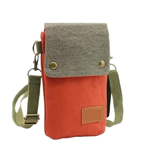 YXINAER Mini Stoff Umhängetasche Handy Tasche Vintage Schulter Geldbörse for Frauen Kleine Alle-spiel Handy Umhängetasche(Orange) von YXINAER