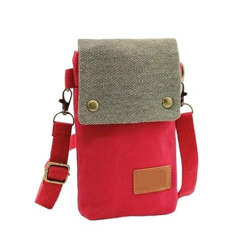 YXINAER Mini Stoff Umhängetasche Handy Tasche Vintage Schulter Geldbörse for Frauen Kleine Alle-spiel Handy Umhängetasche(Red) von YXINAER