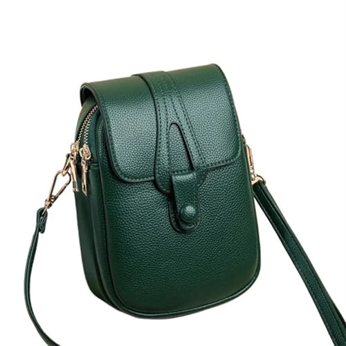 YXINAER PU Leder Crossbody Schultertaschen for Frauen Retro Handtaschen und Geldbörsen Damen Handy Handy Umhängetasche(Green) von YXINAER