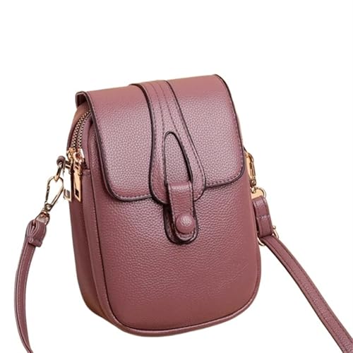 YXINAER PU Leder Crossbody Schultertaschen for Frauen Retro Handtaschen und Geldbörsen Damen Handy Handy Umhängetasche(Purple) von YXINAER
