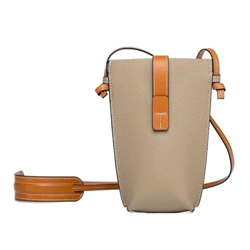 YXINAER Retro Leder Damen Taschen Mini Schultertasche Tragbare Vielseitige Handytasche Umhängetasche Handy Umhängetasche(Gray) von YXINAER