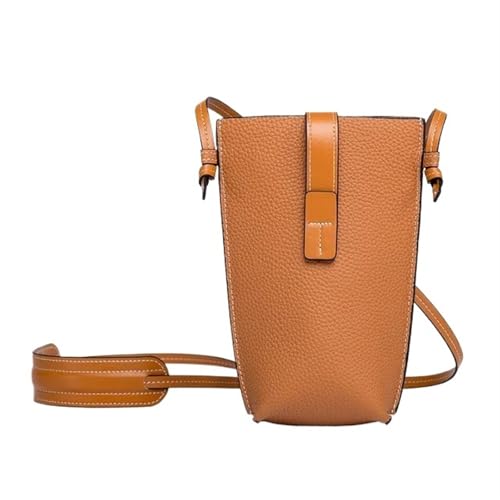 YXINAER Retro Leder Damen Taschen Mini Schultertasche Tragbare Vielseitige Handytasche Umhängetasche Handy Umhängetasche(Yellow) von YXINAER