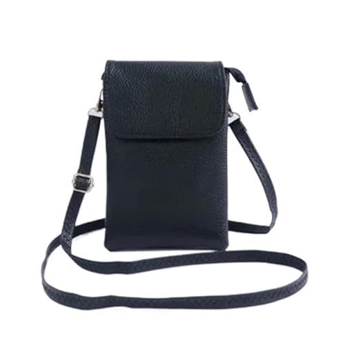 YXINAER Stilvolle Umhängetasche im Retro-Stil mit einer Schulter und mehreren Fächern for Telefon, Geldbörse mehr Handy Umhängetasche(Black) von YXINAER