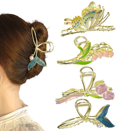 YXJDWEI 4 Stück Haarspangen Fischschwanz Haarklammer Schmuckstück Retro Metall Haarnadel Braut Haarspangen Haarschmuck für Damen YXJDWEI 4 Stück Haarspangen Fischschwanz Haarklammer Schmuckstück Retro Metall Haarnadel Braut Haarspangen Haarschmuck für Damen von YXJDWEI