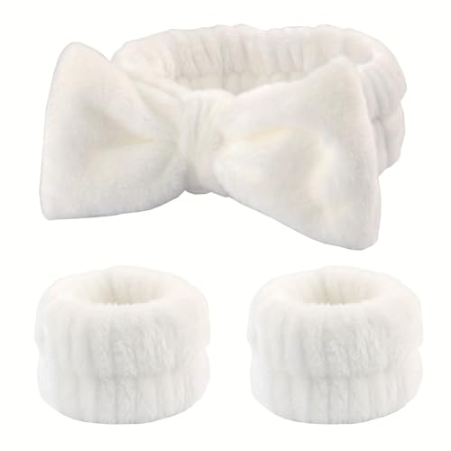 YXL 1 x Gesichtswasch-Stirnband und 2 x Hautpflege-Armbänder, Schmetterlings-Gesichts-Waschhandtuch, Stirnband mit Handgelenk-Waschbändern für Damen und Mädchen, Make-up-Bad YXL 1 x Gesichtswasch-Stirnband und 2 x Hautpflege-Armbänder, Schmetterlings-Gesichts-Waschhandtuch, Stirnband mit Handgelenk-Waschbändern für Damen und Mädchen, Make-up-Bad von YXL
