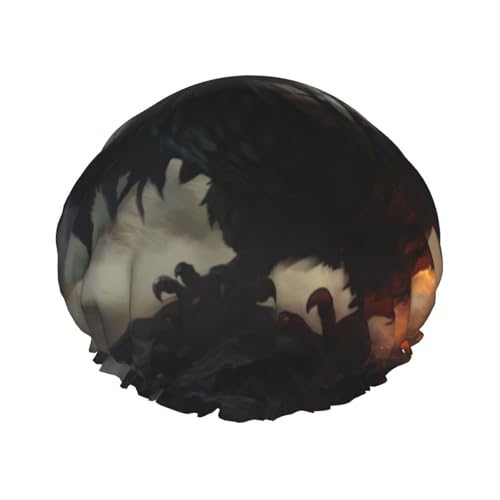Angry Rooster Wasserdichte Duschhaube für Frauen - Elastische und wiederverwendbare Haarkappe, perfekt zum Baden, Gesichtspflege, Schwarz Angry Rooster Wasserdichte Duschhaube für Frauen - Elastische und wiederverwendbare Haarkappe, perfekt zum Baden, Gesichtspflege, Schwarz von YXLymxDAMAI
