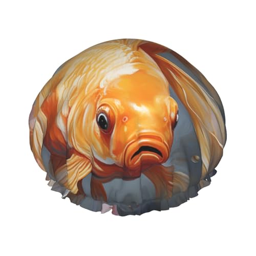 Golden Fish Wasserdichte Duschhaube für Frauen - Elastische und wiederverwendbare Haarkappe, perfekt zum Baden, Gesichtspflege, Schwarz Golden Fish Wasserdichte Duschhaube für Frauen - Elastische und wiederverwendbare Haarkappe, perfekt zum Baden, Gesichtspflege, Schwarz von YXLymxDAMAI