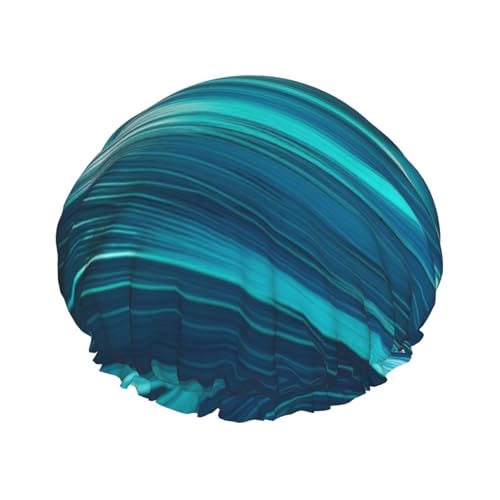 Grüne Welligkeit wasserdichte Duschhaube für Frauen – elastische und wiederverwendbare Haarkappe, perfekt zum Baden, Gesichtspflege, schwarz von YXLymxDAMAI