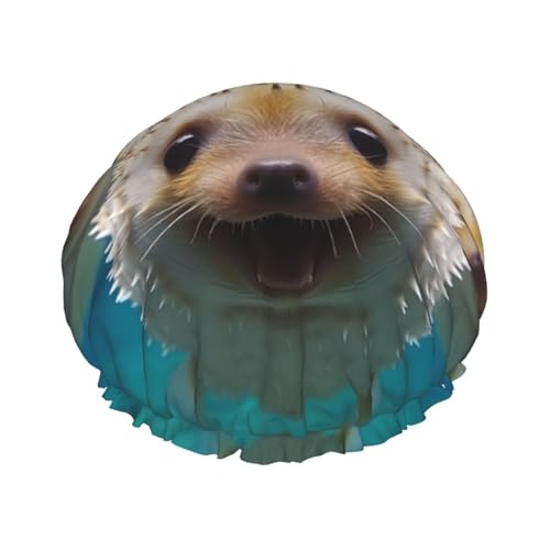 Igel im Wasser wasserdichte Duschhaube für Frauen - Elastische und wiederverwendbare Haarkappe, perfekt zum Baden, Gesichtspflege, Schwarz Igel im Wasser wasserdichte Duschhaube für Frauen - Elastische und wiederverwendbare Haarkappe, perfekt zum Baden, Gesichtspflege, Schwarz von YXLymxDAMAI