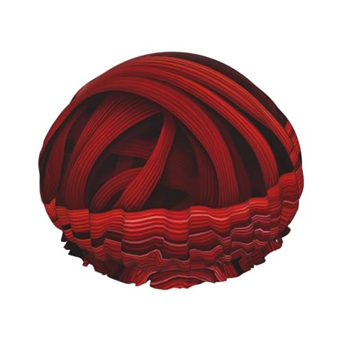 Rote gebogene Linie, wasserdichte Duschhaube für Frauen, elastische und wiederverwendbare Haarkappe, perfekt zum Baden, Gesichtspflege, schwarz Rote gebogene Linie, wasserdichte Duschhaube für Frauen, elastische und wiederverwendbare Haarkappe, perfekt zum Baden, Gesichtspflege, schwarz von YXLymxDAMAI