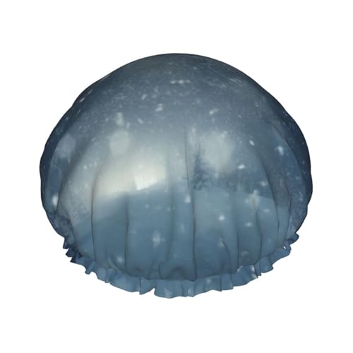 Unscharfe Schneeflocken wasserdichte Duschhaube für Frauen – elastische und wiederverwendbare Haarkappe, perfekt zum Baden, Gesichtspflege, Schwarz Unscharfe Schneeflocken wasserdichte Duschhaube für Frauen – elastische und wiederverwendbare Haarkappe, perfekt zum Baden, Gesichtspflege, Schwarz von YXLymxDAMAI
