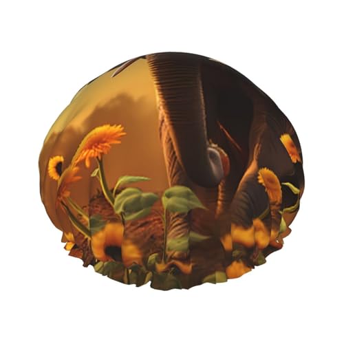 Wasserdichte Duschhaube für Frauen mit Elefanten - Elastische und wiederverwendbare Haarkappe, perfekt zum Baden, Gesichtspflege, Schwarz Wasserdichte Duschhaube für Frauen mit Elefanten - Elastische und wiederverwendbare Haarkappe, perfekt zum Baden, Gesichtspflege, Schwarz von YXLymxDAMAI