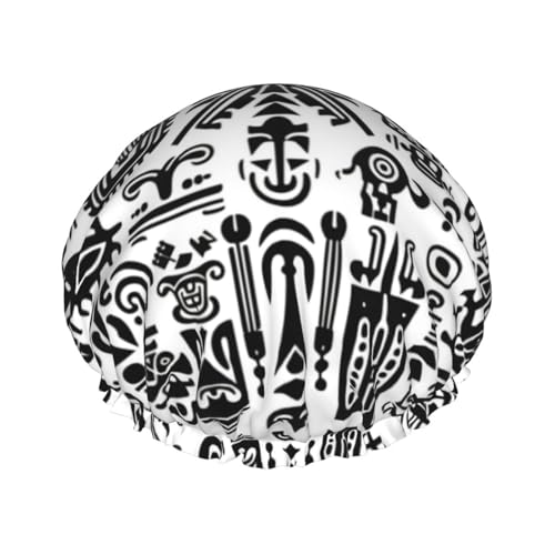 Wasserdichte Duschhaube für Frauen mit abstraktem Muster, elastische und wiederverwendbare Haarkappe, perfekt zum Baden, Gesichtspflege, schwarz Wasserdichte Duschhaube für Frauen mit abstraktem Muster, elastische und wiederverwendbare Haarkappe, perfekt zum Baden, Gesichtspflege, schwarz von YXLymxDAMAI