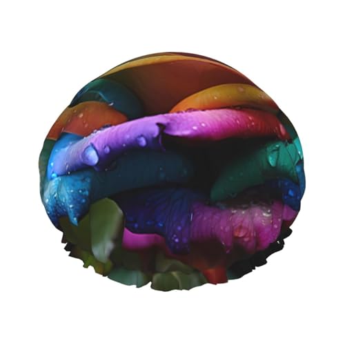Wasserdichte Duschhaube mit bunten Blumen für Frauen – elastische und wiederverwendbare Haarkappe, perfekt zum Baden, Gesichtspflege, schwarz Wasserdichte Duschhaube mit bunten Blumen für Frauen – elastische und wiederverwendbare Haarkappe, perfekt zum Baden, Gesichtspflege, schwarz von YXLymxDAMAI