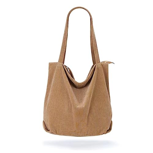 YXQSED Damen Cord Tote Tasche Zipper Casual Tote's Handtasche große Kapazität Schultertasche mit Taschen von YXQSED