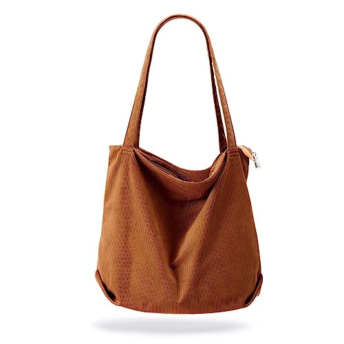 YXQSED Damen Cord Tote Tasche Zipper Casual Tote's Handtasche große Kapazität Schultertasche mit Taschen von YXQSED