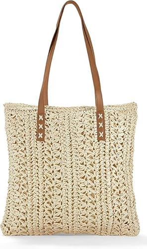 YXQSED Damen Gewebte Tasche Stroh Handtasche -Strandtasche Stroh Sommer Umhängetaschen Handgemachte Schultertaschen für Frauen Groß von YXQSED