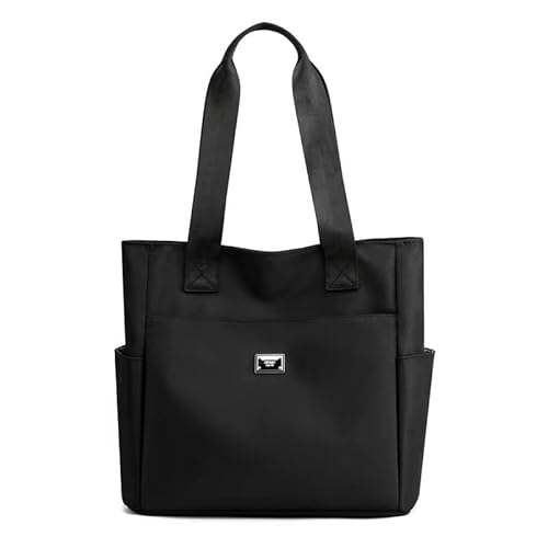 YXQSED Nylon Shopper Damen, Leicht Multi-Tasche Handtasche Wasserdicht Groß Umhängetasche Schwarz von YXQSED