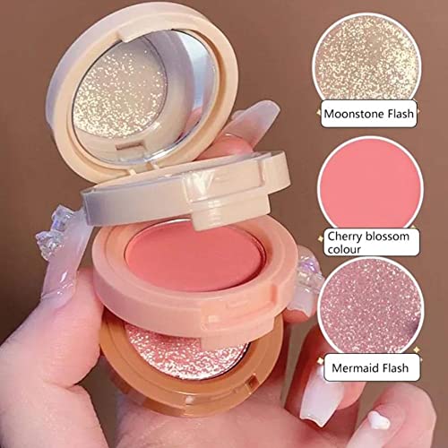 3 in 1 Matte Highlighter Blush Palette Perlglanz Lidschatten Multifunktionales Gesicht Universal Female Kosmetik Make-up Männlich von YXRRVING