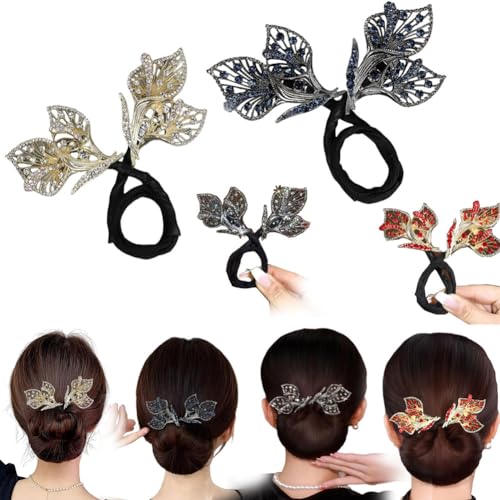 Haarspange mit Strass-Blume, Walschwanz, Strass, Blumen-Haarklammer, Lockenwickler, Dutt-Maker, Pillenkopf, Pferdeschwanz-Schnalle, Haarspange, Twist-Dutt-Frisur-Clip für Damen und Mädchen von YXRRVING