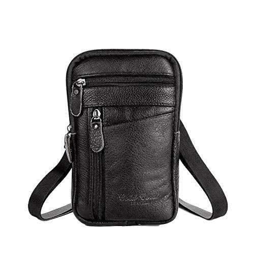 Männer Leder Taille Packs Telefon Beutel Taschen Taille Tasche Mode Kleine Tasche Tragbare Gürtel Schulter Designer Taschen Crossbody Brust, Schwarz von YXRRVING