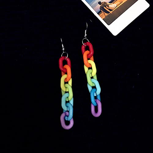 YXRRVING LGBT Ohrringe bunte Regenbogen-Kette baumeln Ohrringe Pride Gay Acryl Herz Ohrringe Fransen Liebe für Frauen Tropfen von YXRRVING