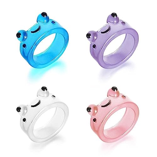 YXRRVING Süßes Lächeln Frosch Harz Ringe für Frauen Mädchen Lustige Cartoon Bär Octopus Ringe X7D7 Geschenke Je Lovely Party Freundschaft, Acryl von YXRRVING