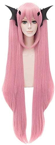 Yxshz Damenperücke, lang, glatt, für Cosplay, Anime, Krul Tepes, Party, voller Pony, Pferdeschwanz, Rosa Yxshz Damenperücke, lang, glatt, für Cosplay, Anime, Krul Tepes, Party, voller Pony, Pferdeschwanz, Rosa von YXSHZ