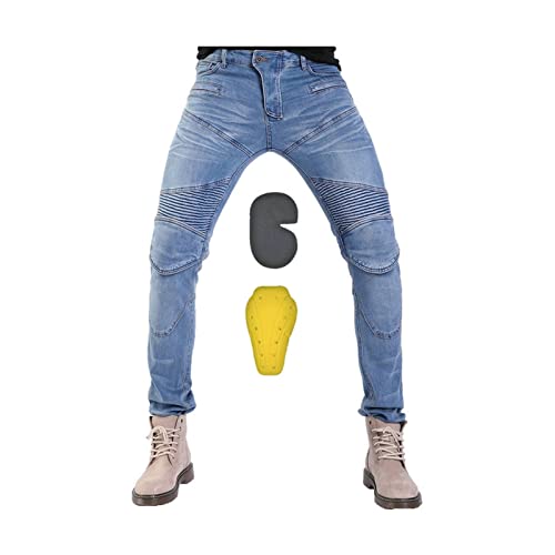 YXYECEIPENO Anti-Drop-Motorradjeans, Motorradhose Für Damen Gewaschenes Denimgewebe Ist Verschleißfest, Winddicht, Atmungsaktiv Und Reißfest Bequemer Zu Bedienen (S = 28, 2 Farben, Unisexhose) von YXYECEIPENO