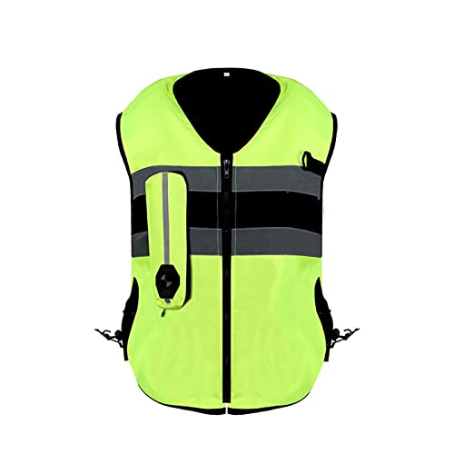 YXYECEIPENO Motorrad-Airbag-Weste Reiten Reflektierende Weste Wiederverwendbarer, Mechanischer Trigger-Airbag Männer Und Frauen Wenden Lokomotive Radfahren, Reiterweste Auf (Color : Green, Größe : M) von YXYECEIPENO
