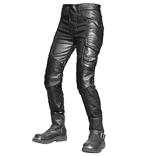 YXYECEIPENO wasserdichte Motorradhose Damen Motorrad Lederhose 3D Dreidimensionaler Schneidprozess Abnehmbare CE-Schutzausrüstung Damenmotorrad, Offroad-Fahrradhose (Color : Black, Größe : M) von YXYECEIPENO