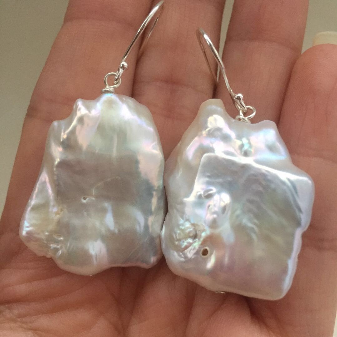 Chunk Natürliche Weiße Perle Ohrringe/23 cm von YY0306Jewelry
