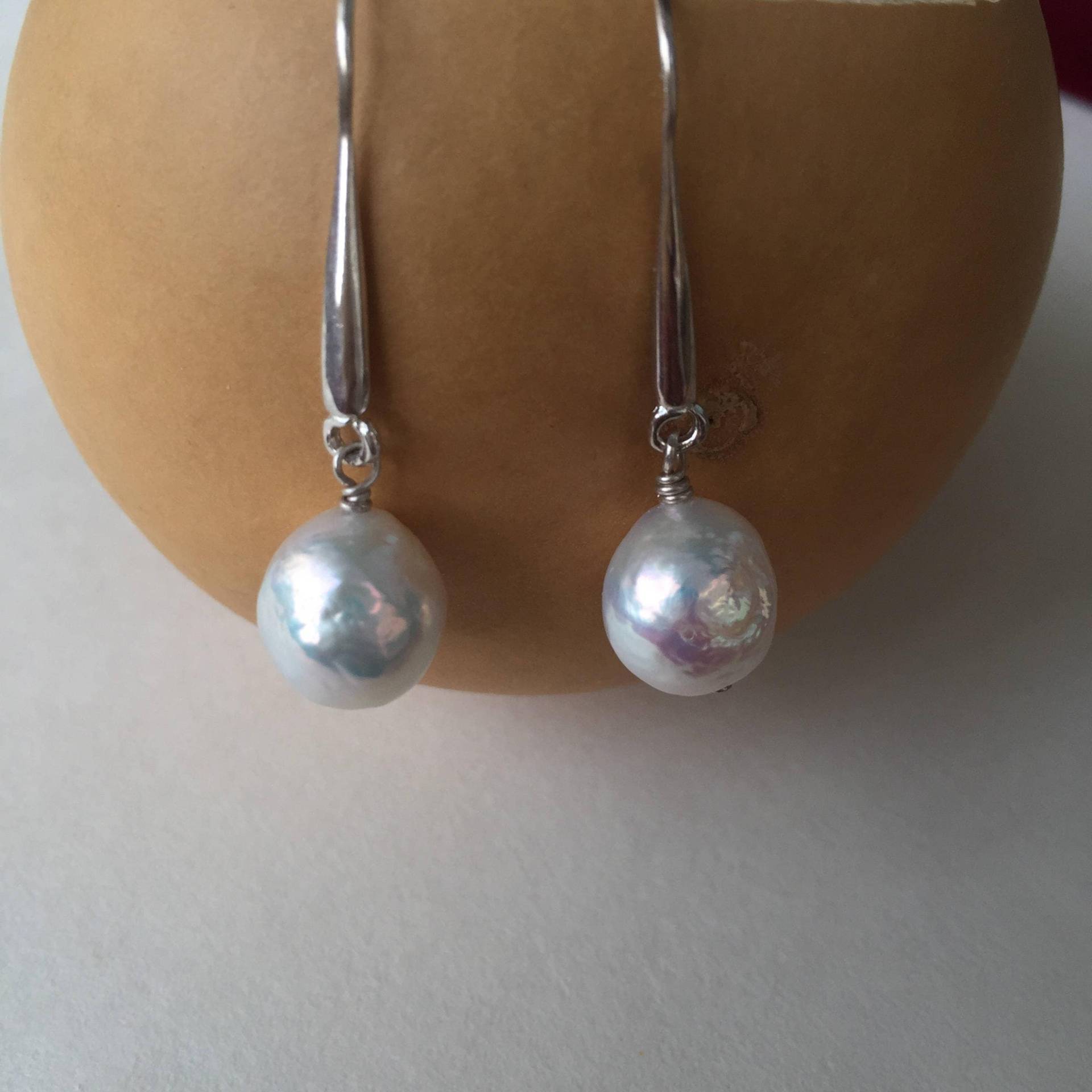Dicke Sterling Silber Haken Barock Perlen Ohrringe von YY0306Jewelry