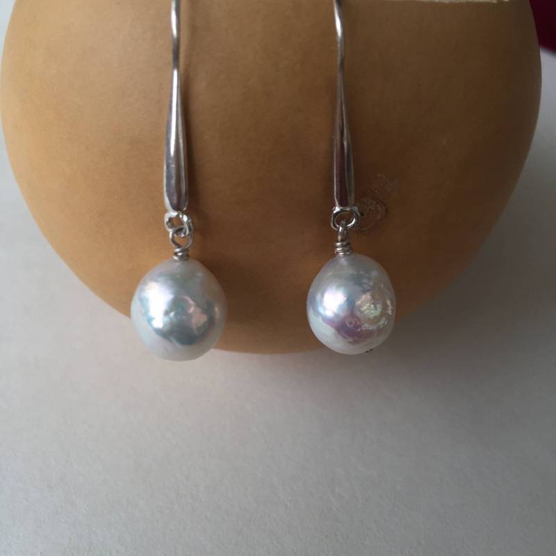 Dicke Sterling Silber Haken Barock Perlen Ohrringe Dicke Sterling Silber Haken Barock Perlen Ohrringe von YY0306Jewelry