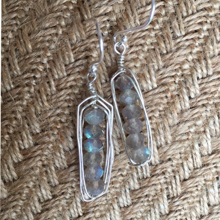 Labradorit Ohrringe Sterling Silber Draht Gewickelt von YY0306Jewelry