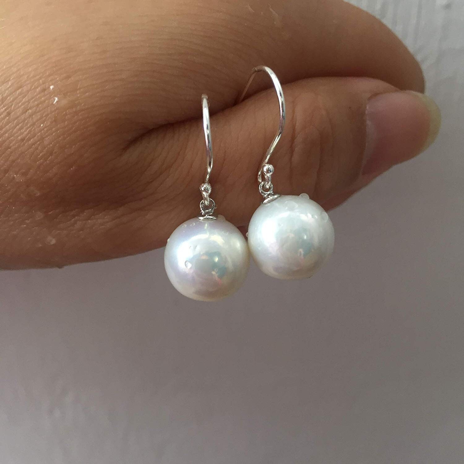 Natürliche Weiße Süßwasserperle Silber Ohrringe/12 Mm Pearl Haut Hat Natürliche Fehler von YY0306Jewelry
