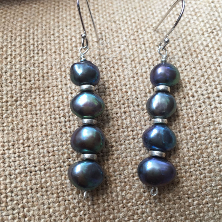 Schwarze Perlenohrringe von YY0306Jewelry