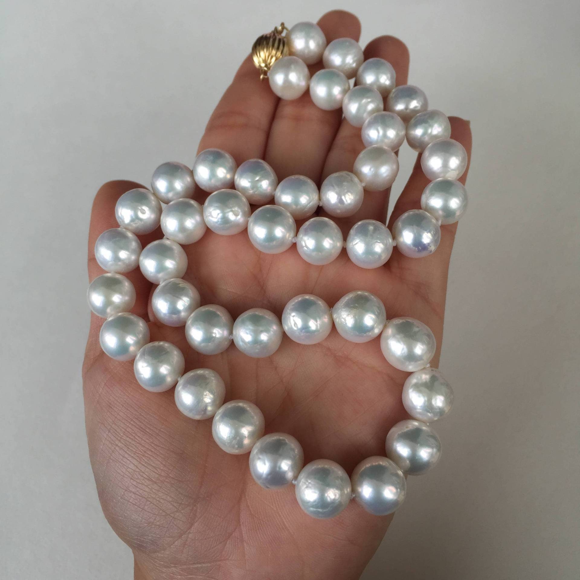Süßwasserperlenkette 11-12 Mm Runde Perle Mit 18K Schnalle von YY0306Jewelry
