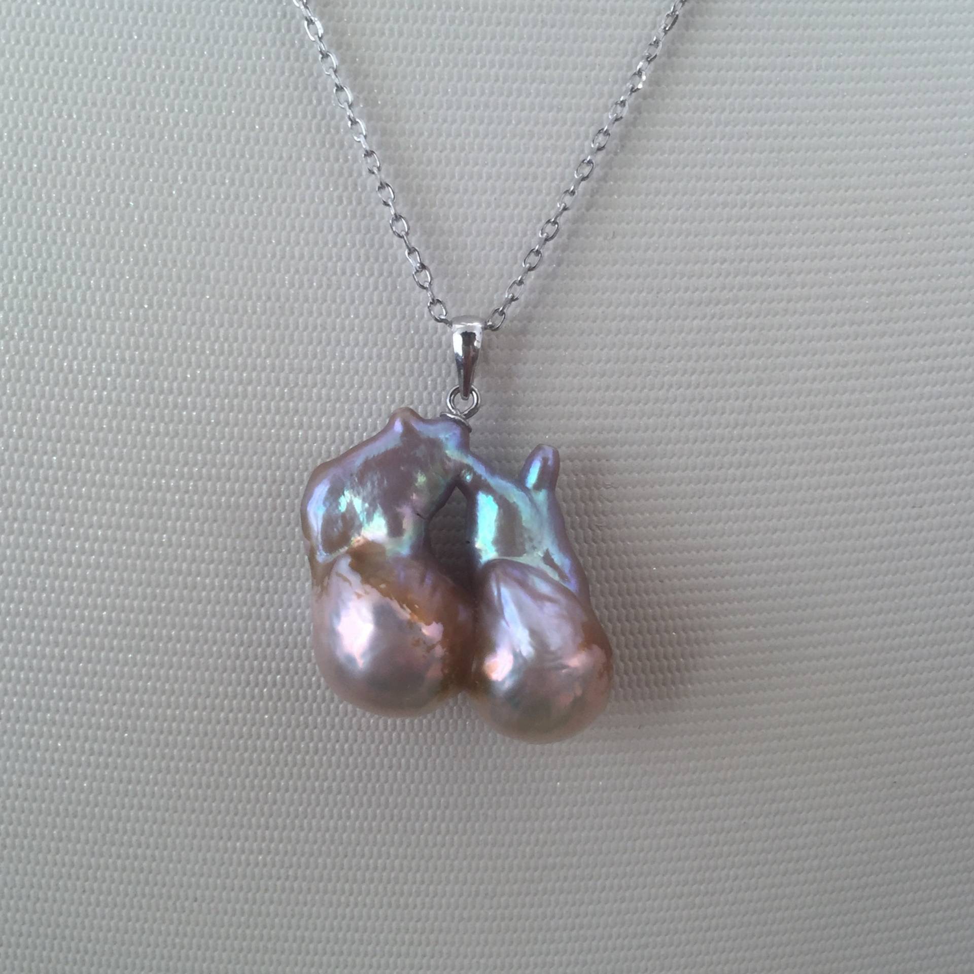Zwillinge Kaninchen Barock Perle Silberkette/2 cm von YY0306Jewelry