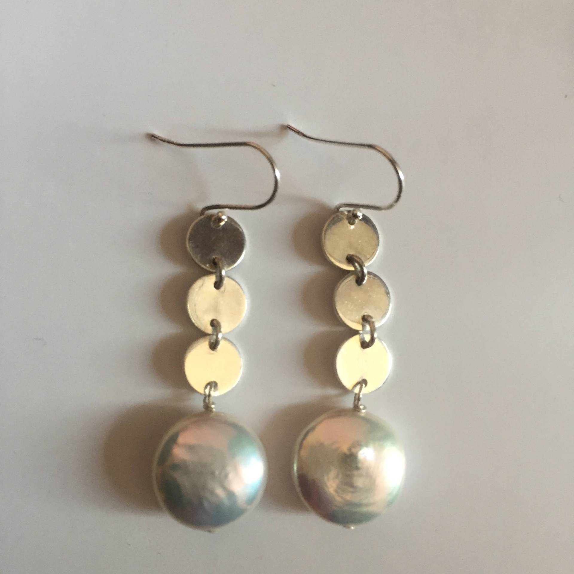 sterling Silber Winzigen Scheiben & Münzperlenohrringe/Perle 15 Mm von YY0306Jewelry