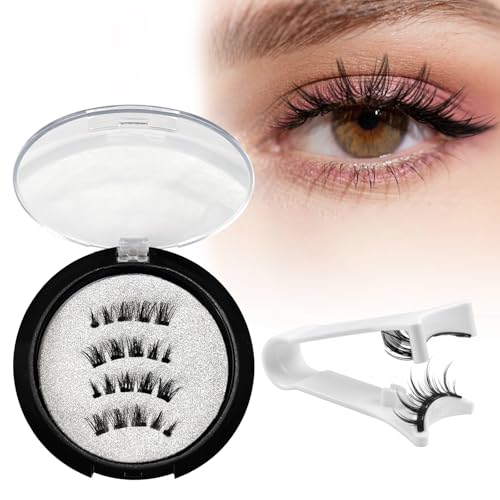 Magnetische Wimpern mit Zange Magnetische Wimpern ohne Eyeliner Magnet Wimpern Natürlich Look 3D Künstliche Wimpern Magnetisch Wiederverwendbar Magnetwimpern ohne kleber Einfach zu Benutzen Black-KS03 von YYAQZD