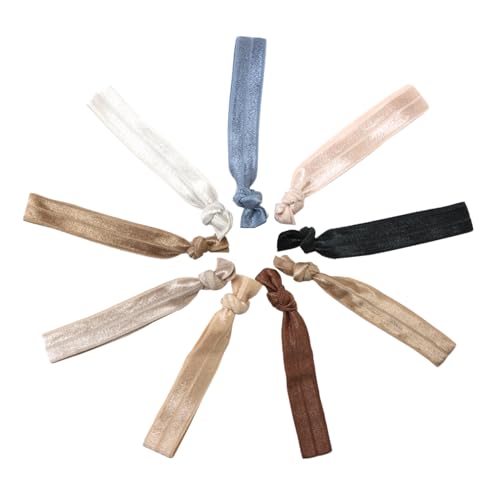 9 x geknotete Haarbänder, weiche Seide, keine Falten, elastische Haargummis, Pferdeschwanz-Halter, Haarbänder, kein Beschädigen, dehnbares Haarzubehör für Damen, Mädchen und Kinder (mehrfarbig) von YYCLIPY