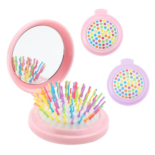 Haarbürste mit Spiegel, runde Mini-Haarbürste, faltbare Tasche, Reise-Haarbürsten, kompakte Reisegröße, Haarbürste, Massagekamm, tragbare Haarstyling-Werkzeuge, Reisebürste für Damen und Mädchen, Rosa Haarbürste mit Spiegel, runde Mini-Haarbürste, faltbare Tasche, Reise-Haarbürsten, kompakte Reisegröße, Haarbürste, Massagekamm, tragbare Haarstyling-Werkzeuge, Reisebürste für Damen und Mädchen, Rosa von YYCLIPY