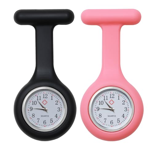 YYCLIPY Krankenschwesteruhr, Brosche, Silikon, Taschenuhr mit Brosche, Infektionskontrolle, Taschenuhr, einfach zu tragen, für Krankenschwestern, Ärzte, medizinische Mitarbeiter, Sanitäter (Schwarz von YYCLIPY