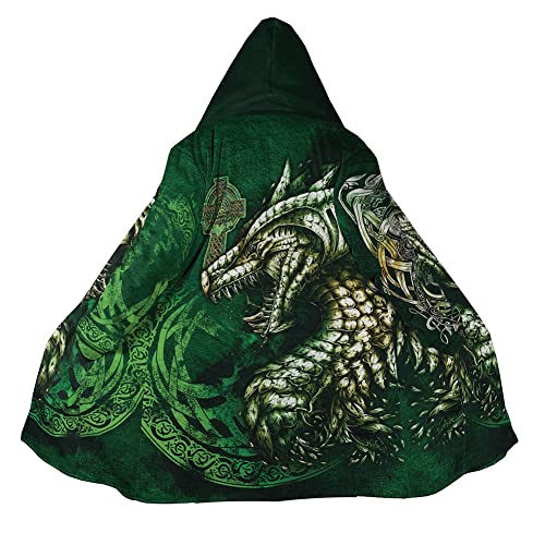 YYDSR Winter Herren Kapuzenmantel Wikinger Dragon Tattoo Symbol 3D-Druck Fleece Wind Breaker Unisex Casual (US-Größe),Valhalla Wolf,L von YYDSR