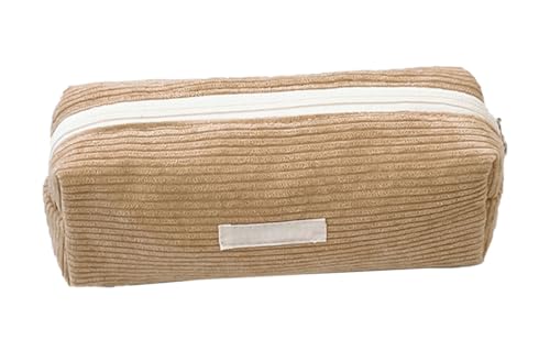 YYDSWTW Beutel Bleistift Hülle Cordbare große Kapazität mit glattem Reißverschluss Streifen Schreibtisch Organizer Praktische dauerhafte Verformung ohne Verformung Khaki von YYDSWTW